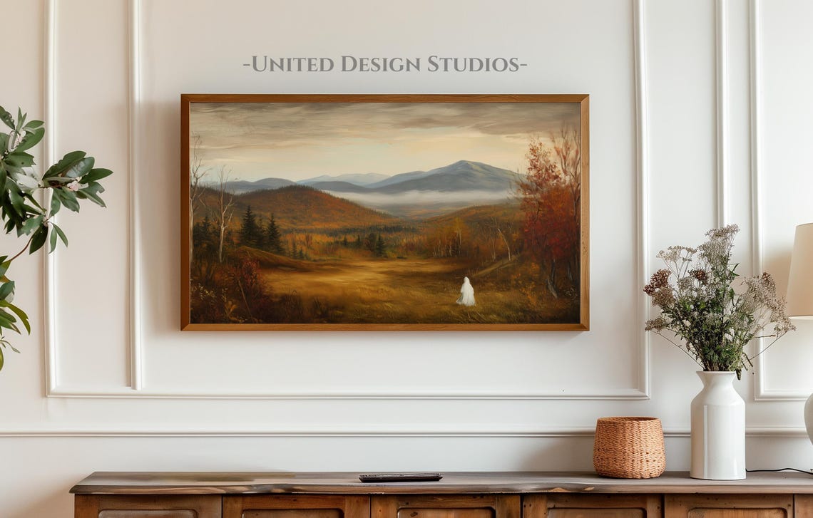 Vintage Autumn Mountain Valley Ghost Spooky Fall Frame TV Art Poster - Image 3