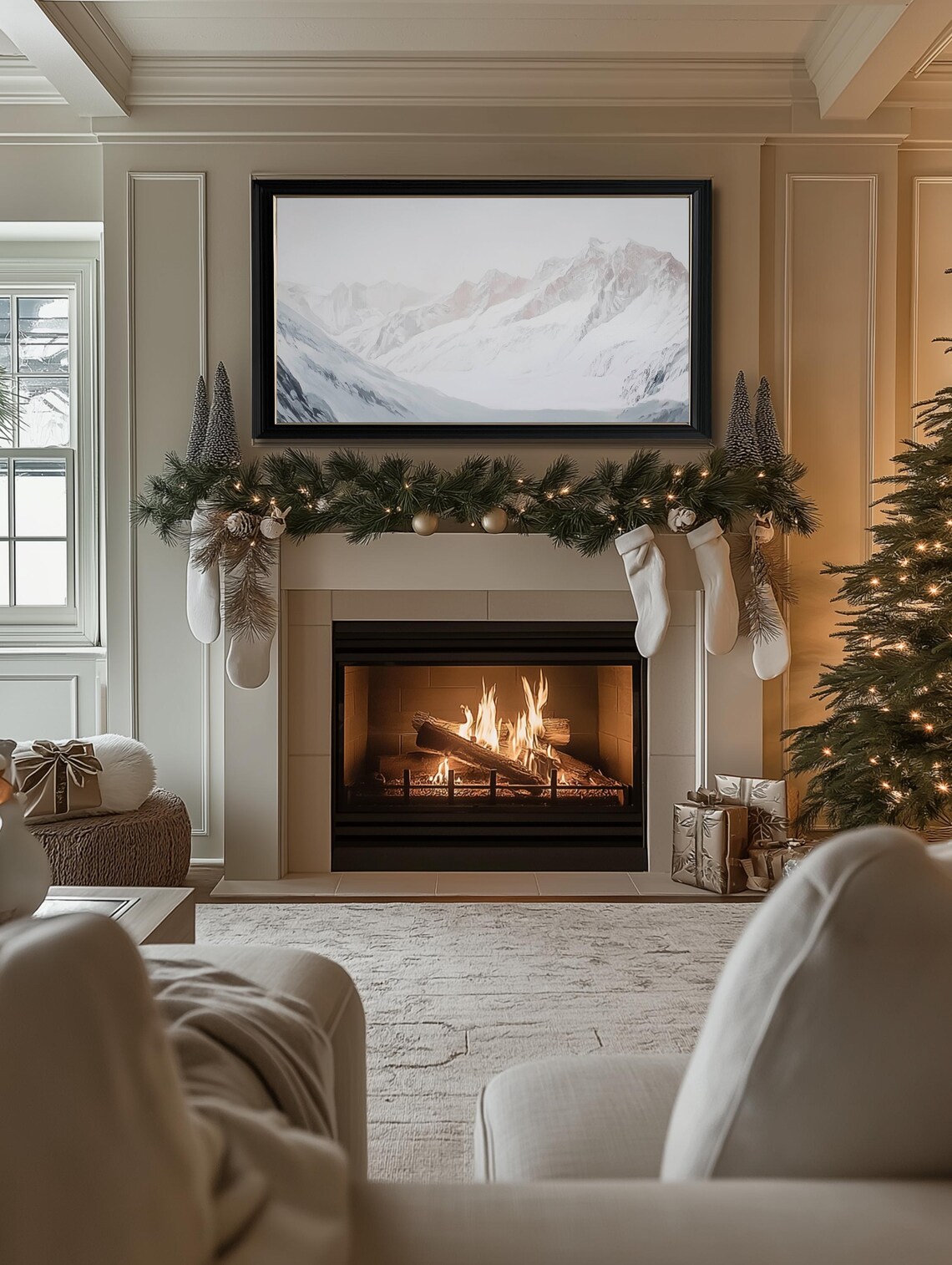 Winter Mountain Landscape Art Print, Holiday Theme - Image 3