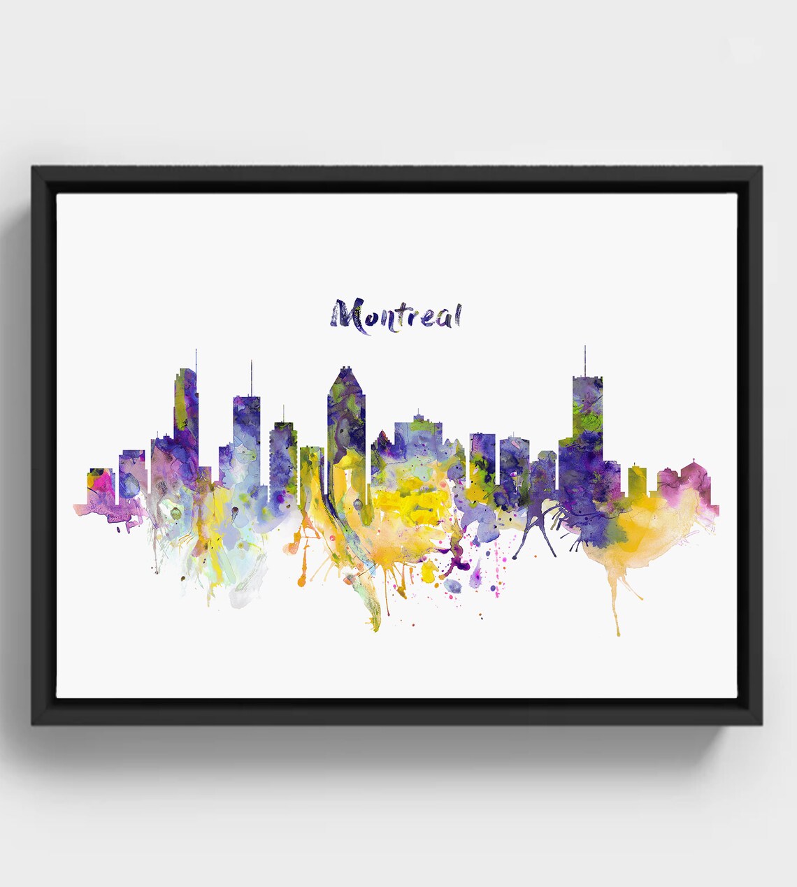 Montreal Skyline Watercolor Painting Canada Cityscape Wall Art