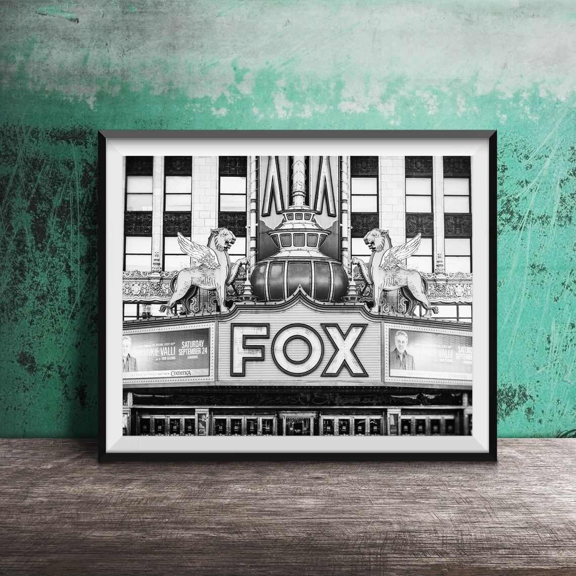 Fox Theatre Detroit Marquee Winged Lions Historic Neon Sign Poster - Image 2