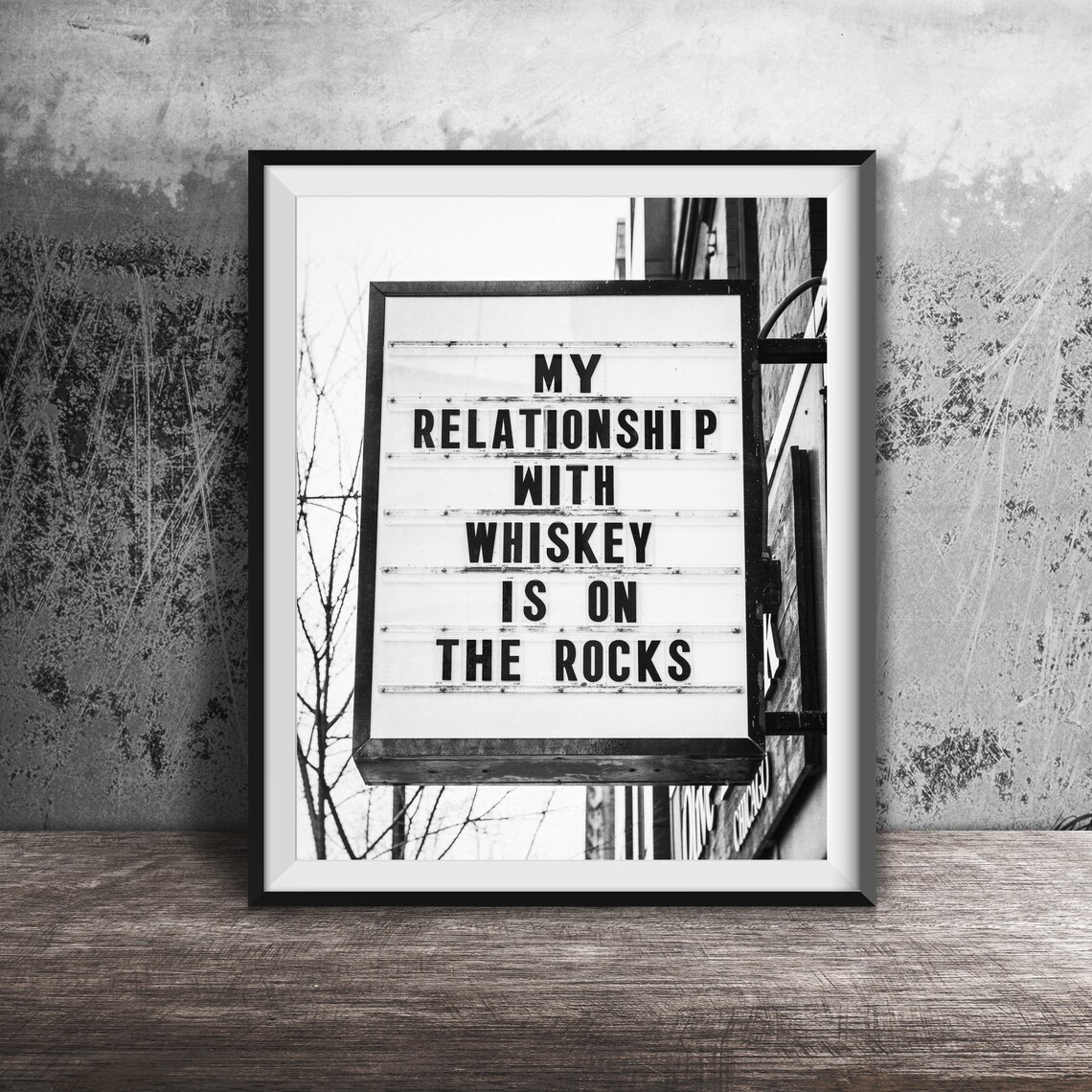 Whiskey On The Rocks Bar Artwork, Kitchen Wall Art
