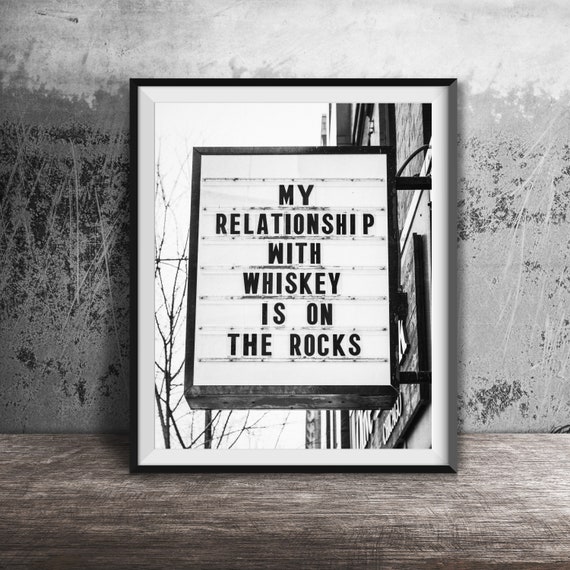 Whiskey On The Rocks Bar Artwork, Kitchen Wall Art