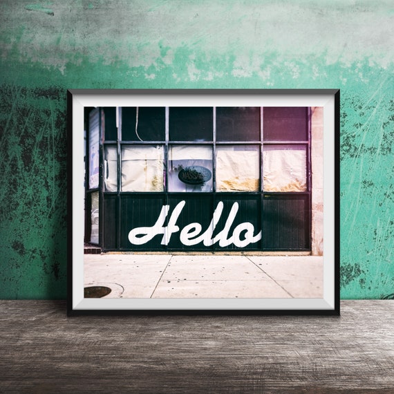 Hello Photography Greeting Sign, Word Art Print