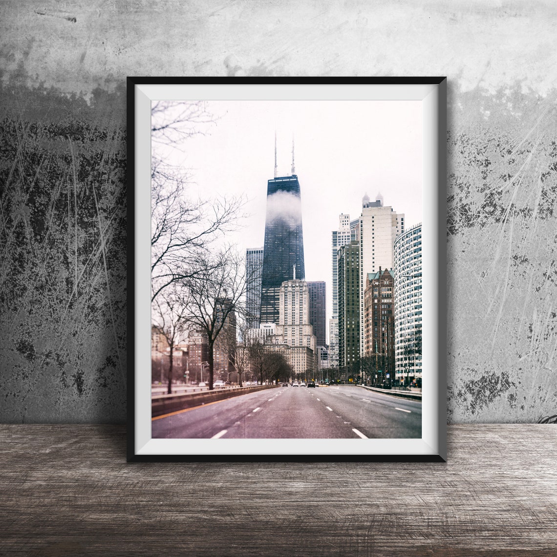 Chicago Lake Shore Drive Hancock Tower Skyline Photography Poster