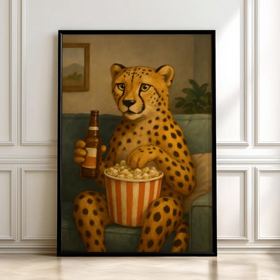 Funny Cheetah Poster Maximalist Big Cat Wall Art Printdigital