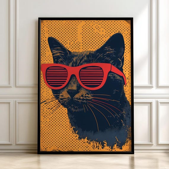 Retro Cat Art Print