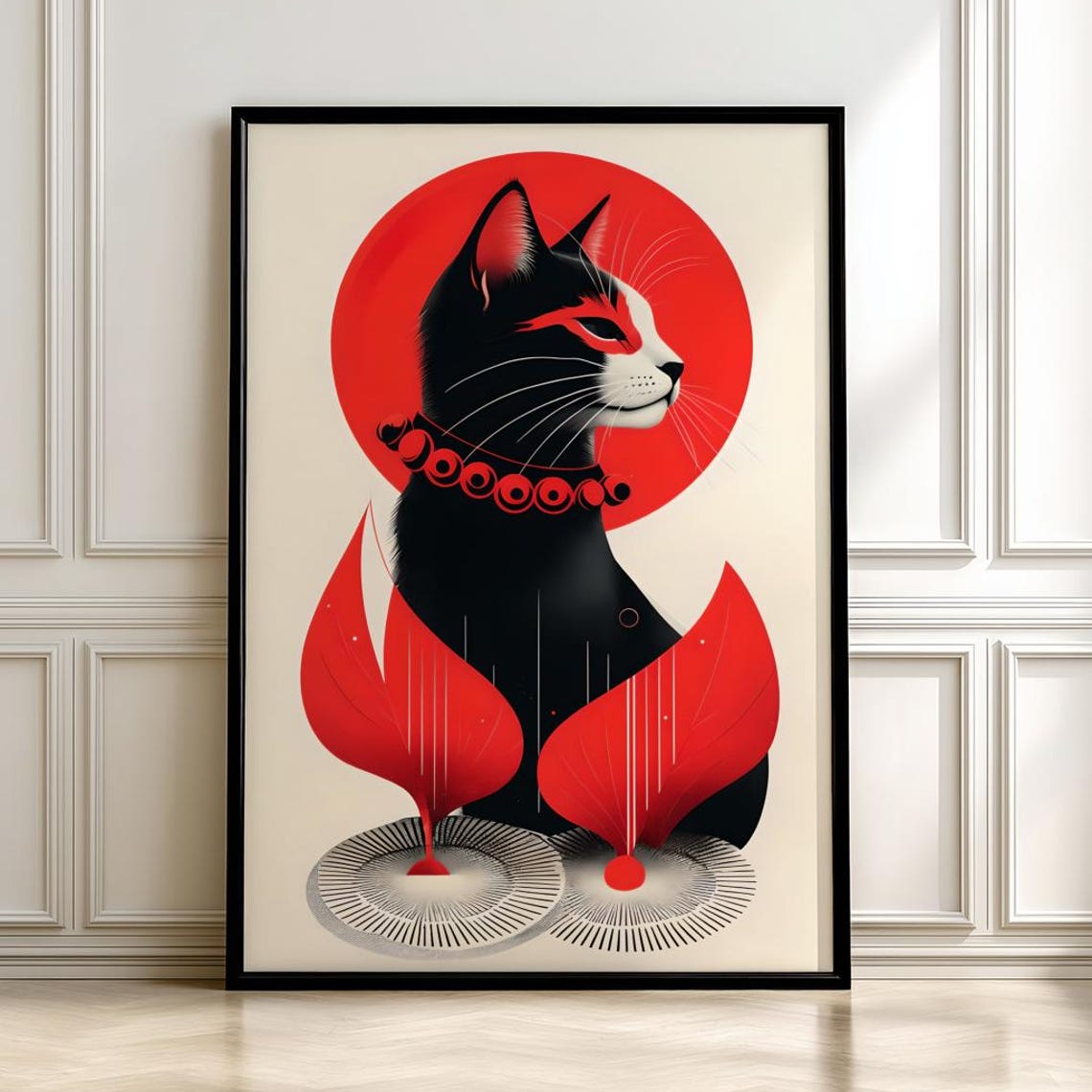 Minimalist Black Cat Poster Bold Statement Wall Art Modern Home Decordigital