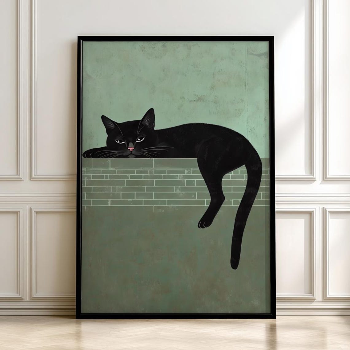 Minimalist Black Cat Print Abstract Modern Posterdigital