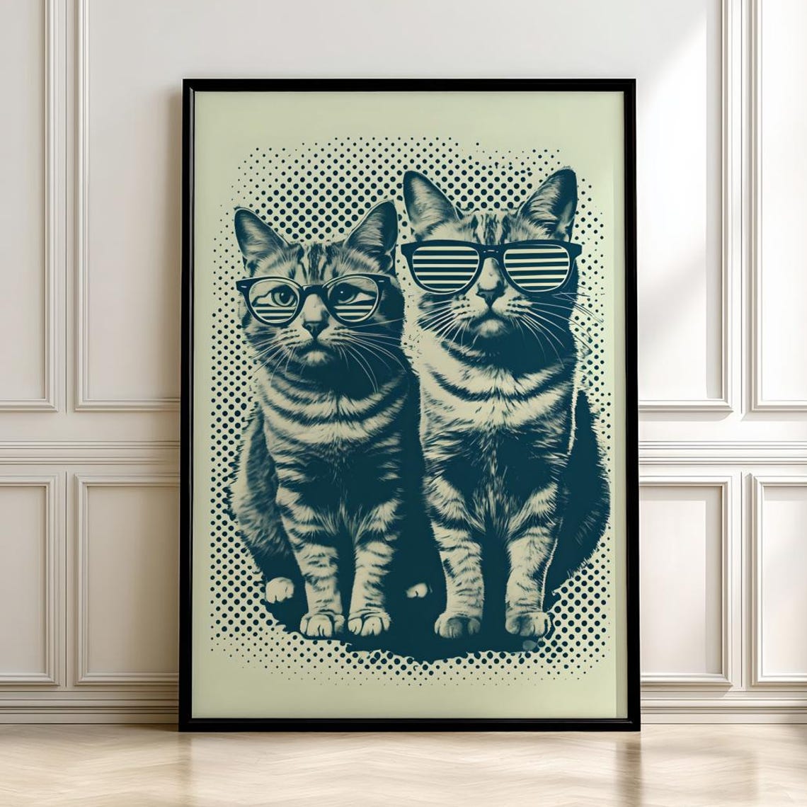 Two Very Cool Tabby Cats in Shutter Shades Retro Pop Art Poster