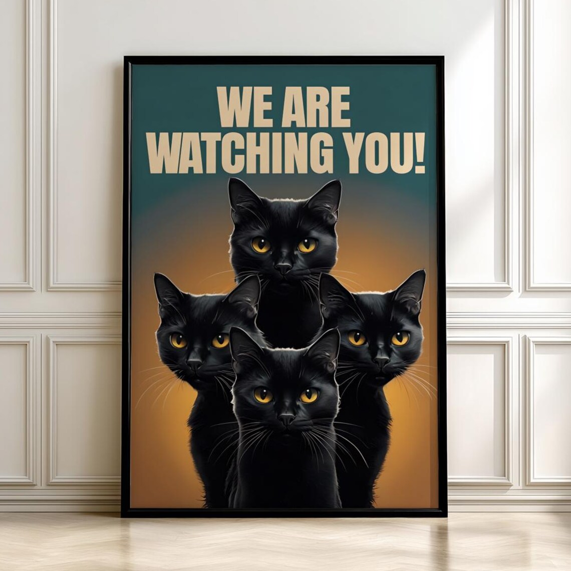 Funny Black Cat Poster Gothic Halloween Wall Artdigital