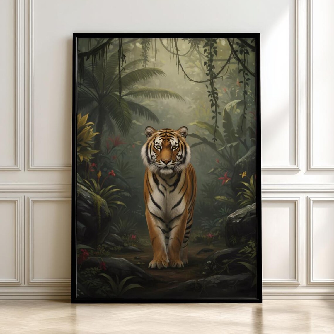 Tiger Jungle Art Print, Bold Maximalist Boho