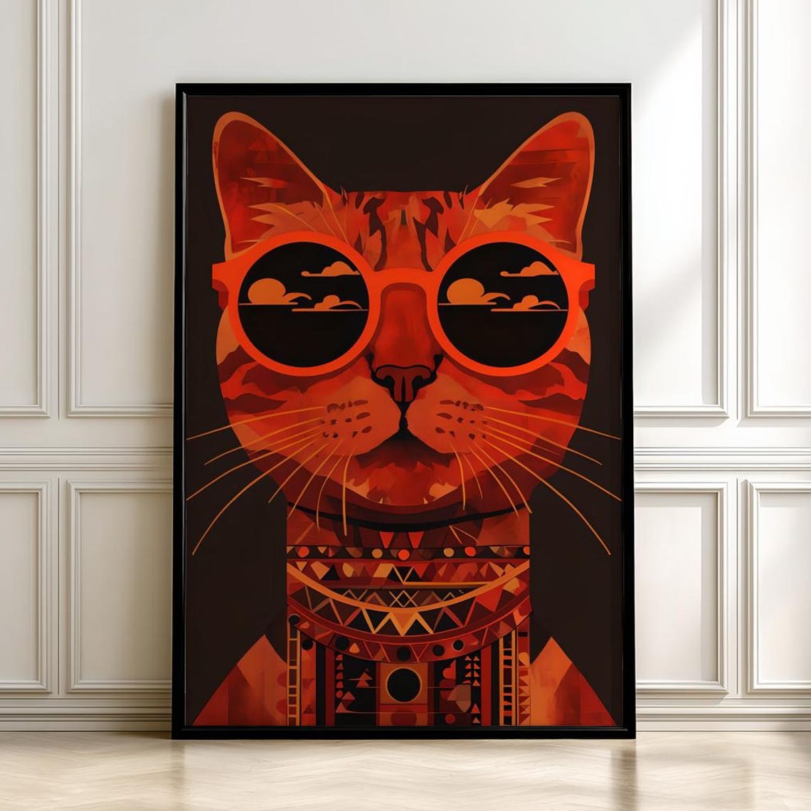 Bold Orange Tabby Cat Wearing Sunset Sunglasses Pop Art Poster