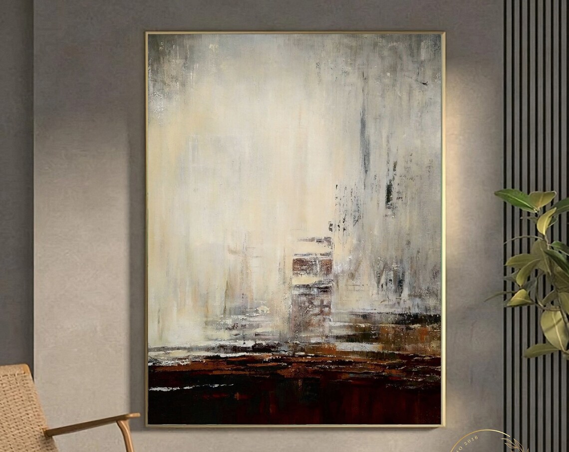 Beige and Brown Abstract Landscape Art Print