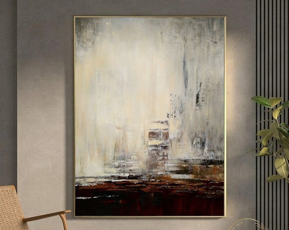 Beige and Brown Abstract Landscape Art Print