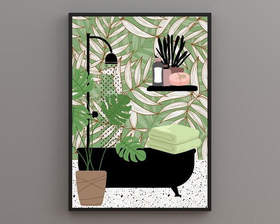 Tropical Botanical Bathroom Plant Art Print