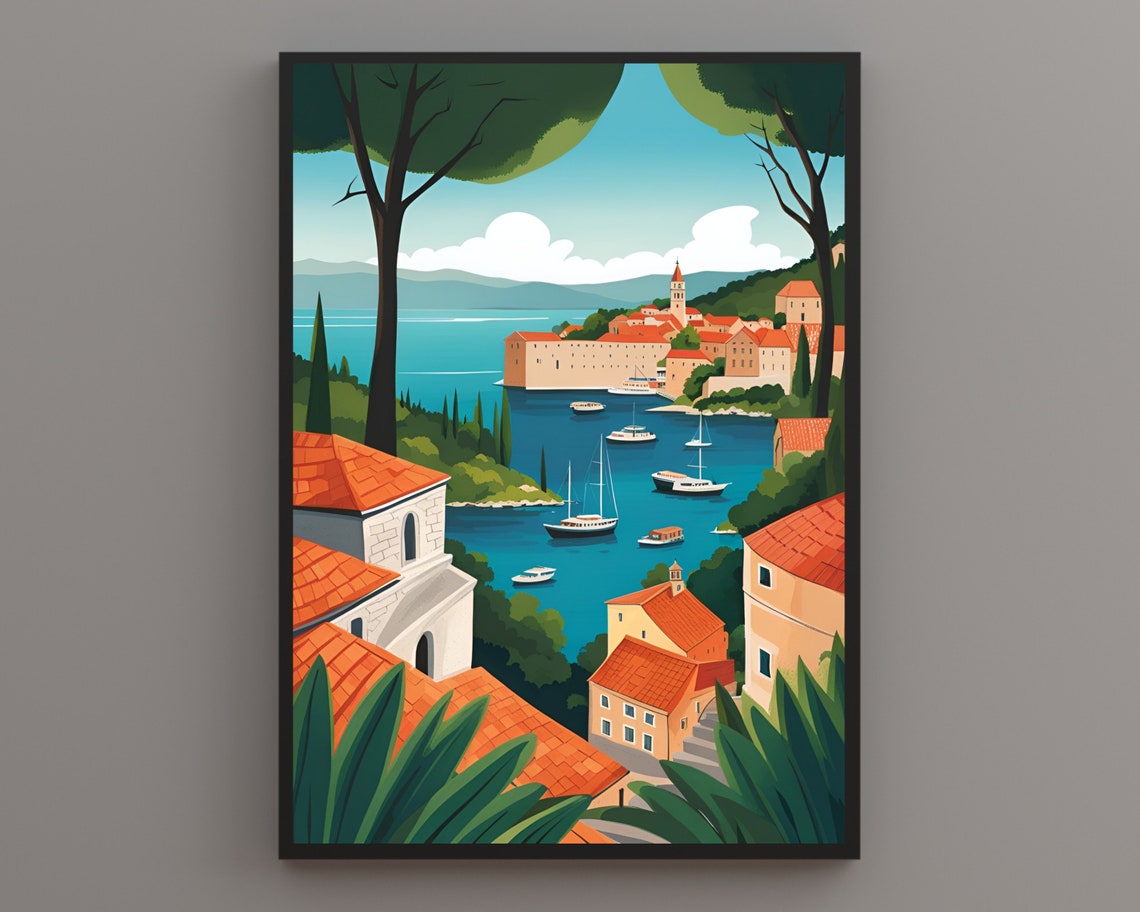 Dubrovnik Old Town Harbor Sailboats Croatia Coast Daytime Poster