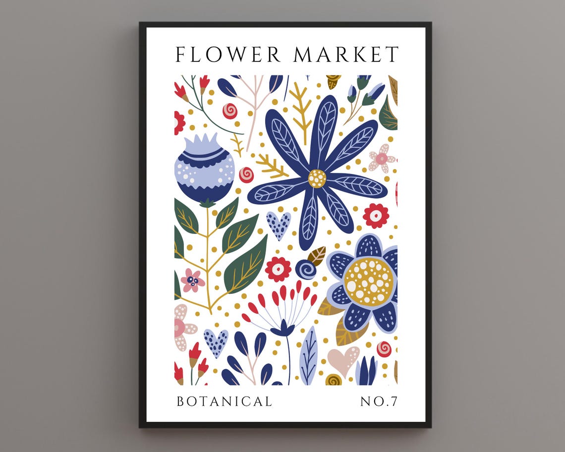 Flower Market Print Botanical Print Boho Flower Print Flower Market Butterfly Print Bedroom Print Floral Wall Art Abstract Flowers
