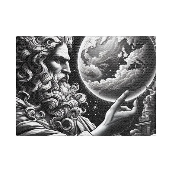 Zeus Touching the Earth Classical Engraving Style Poster Art