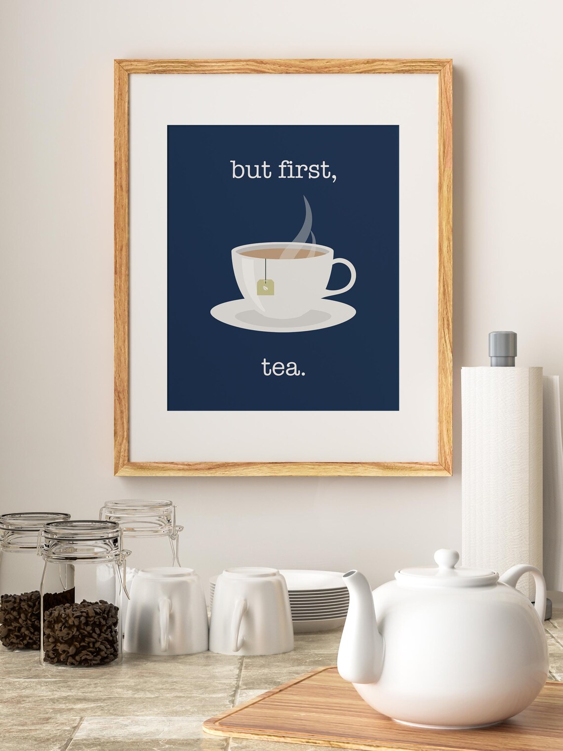 But First Tea Retro Kitchen Breakfast Room Art Print - Image 4
