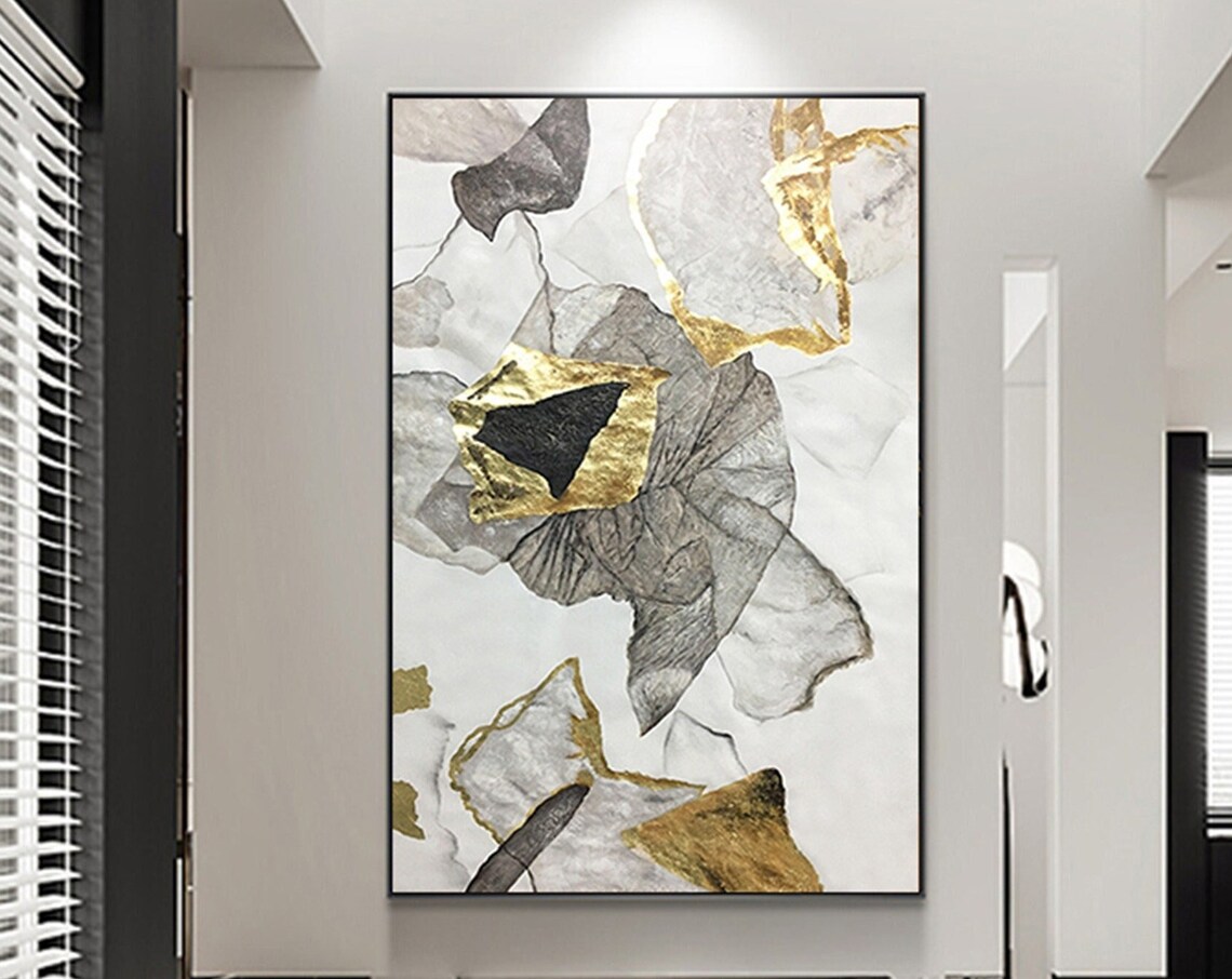 Gold Leaf Abstract Painting, Gold Foil Art Print - Image 2