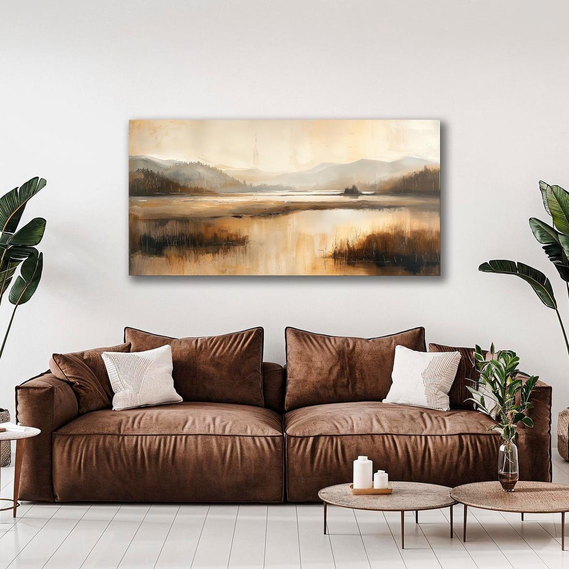 Rustic Country Lake Hazy Mountains Wilderness Panoramic Nature Print - Image 2
