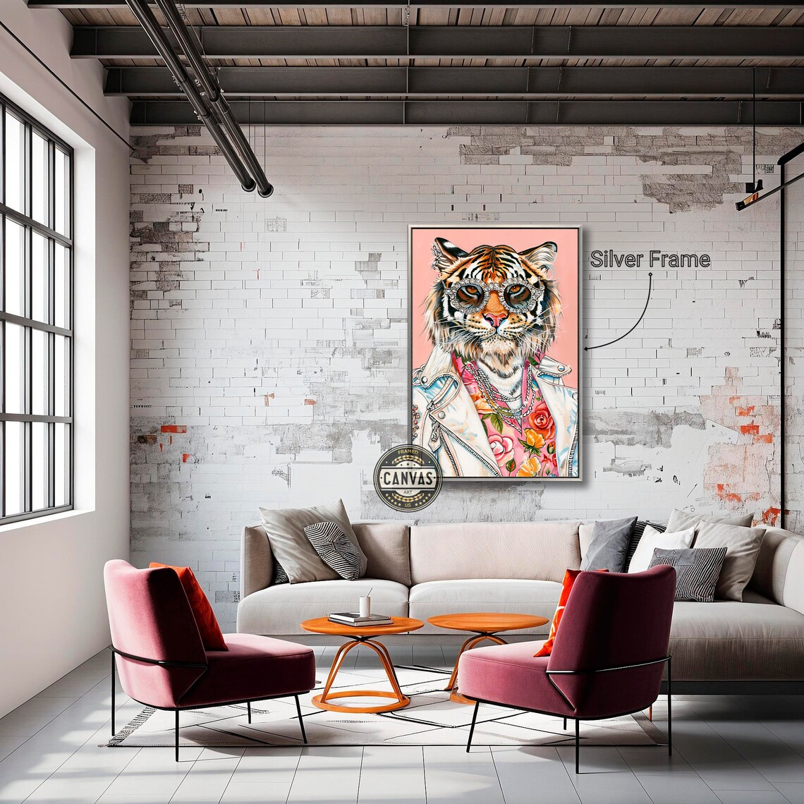 Stylish Tiger in Jacket, Modern Wall Art Print - Image 2