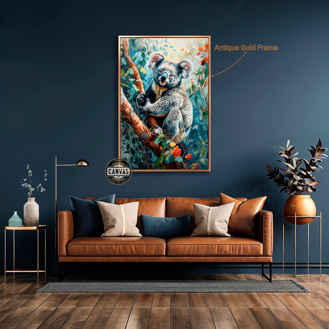 Cute Koala Climbing Eucalyptus Tree Watercolor Wildlife Art Poster - Image 4