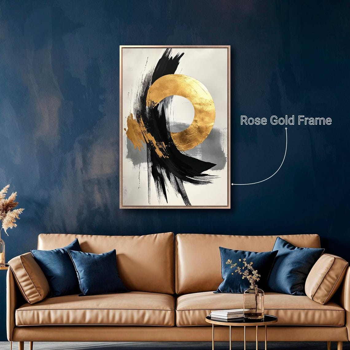 Black Brushstroke Gold Circle Ring Abstract Minimal Art Print - Image 4