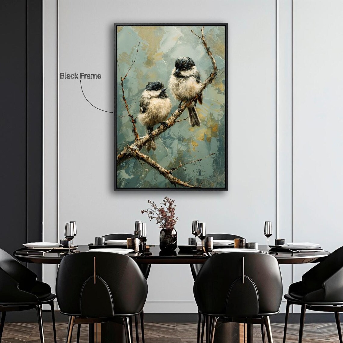 Chickadee Pair on Branch, Winter Nature Poster - Image 4