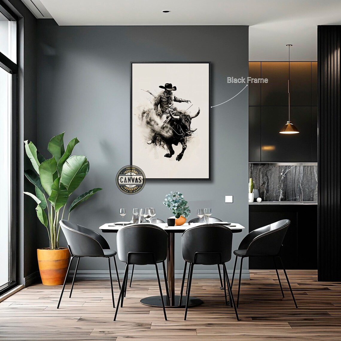 Rodeo Cowboy Bull Riding Western Wall Art Print - Image 5