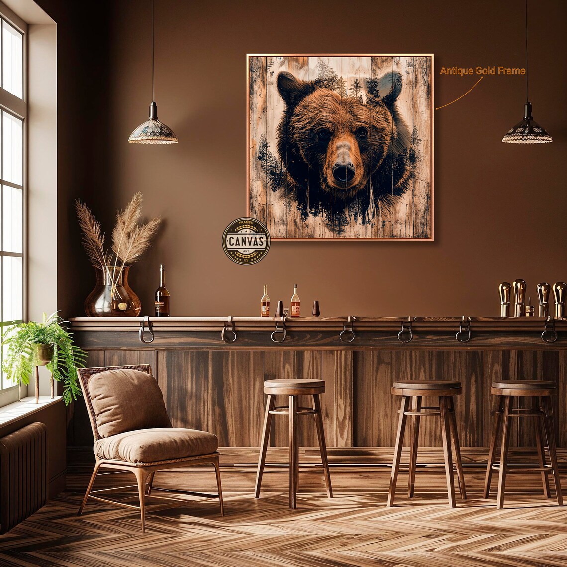Grizzly Bear Rustic Farmhouse Wildlife Art Print - Image 2