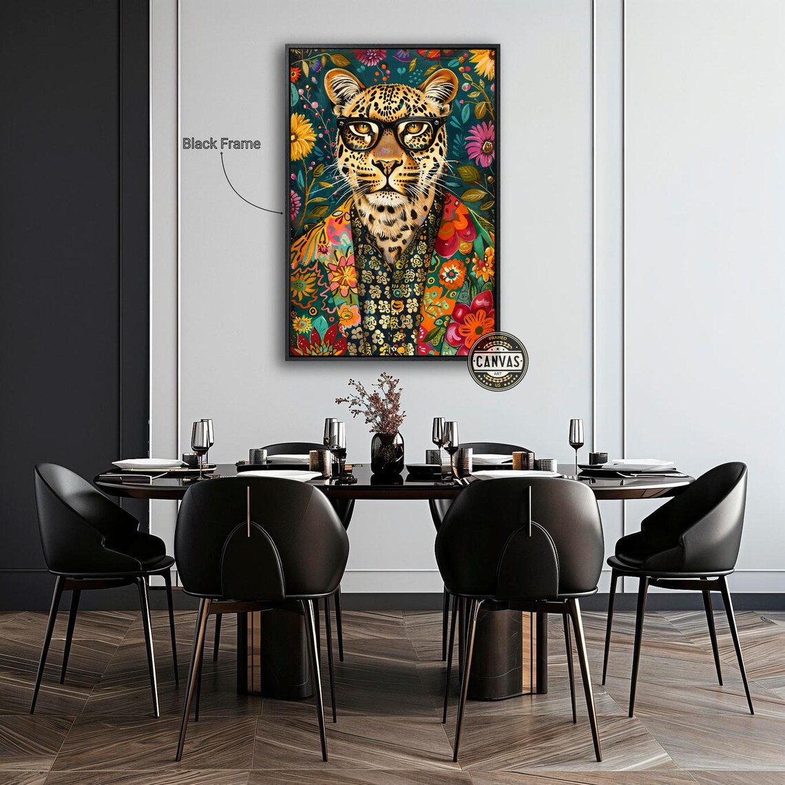 Floral Leopard Vibrant Animal Portrait Art Print - Image 5