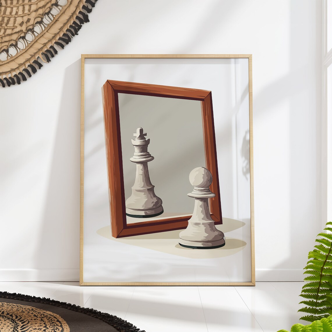 Chess Pawn King Art Print, Funny Game Room Decor