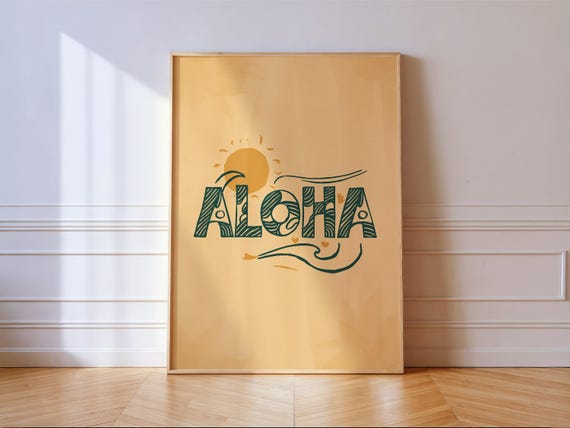 Aloha Art Print Tropical Sunset Home Decor Beach House Wall Printed Framed
