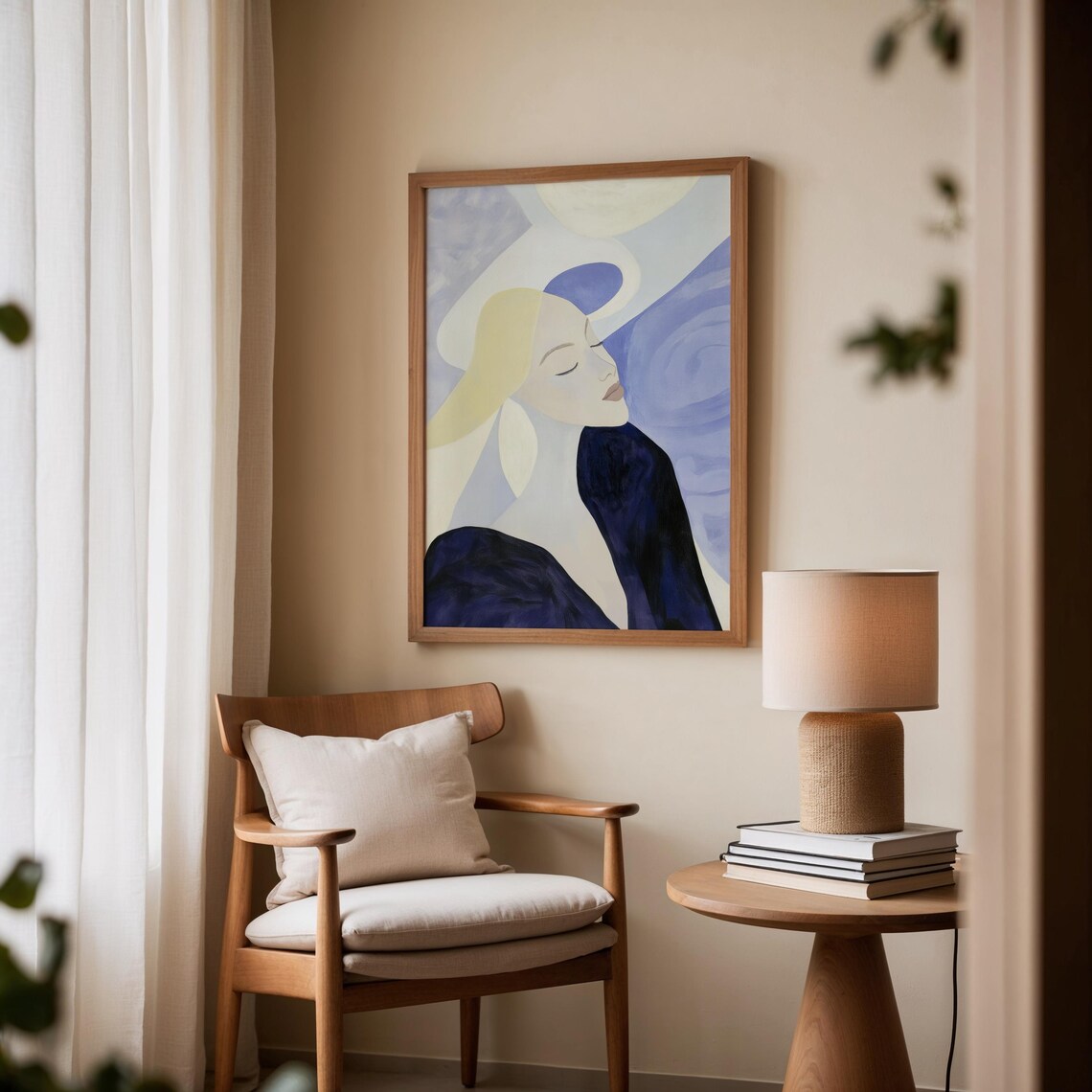 Feminine Portrait In Indigo And Amethyst, Minimalist Art Print - Image 2