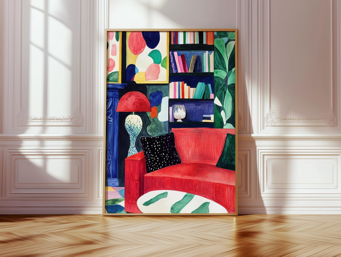 Cozy Living Room Art Print, Modern Home Decor