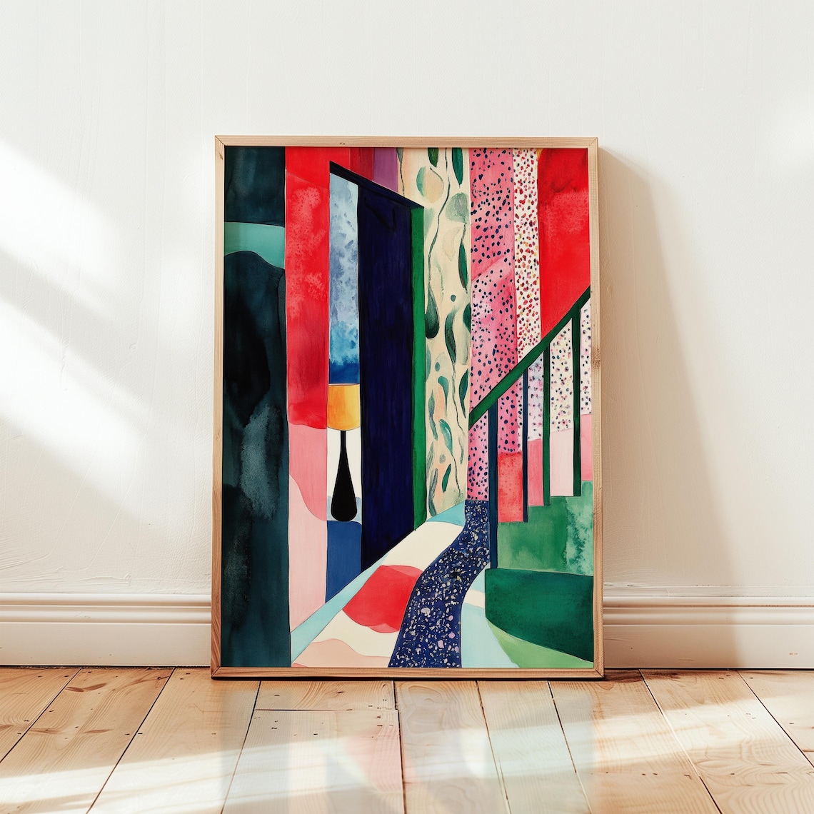 Colorful Abstract Interior, Whimsical Modern Illustration