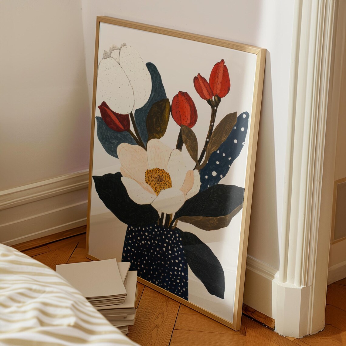 Elegant Floral Bouquet, Modern Botanical Still Life - Image 2