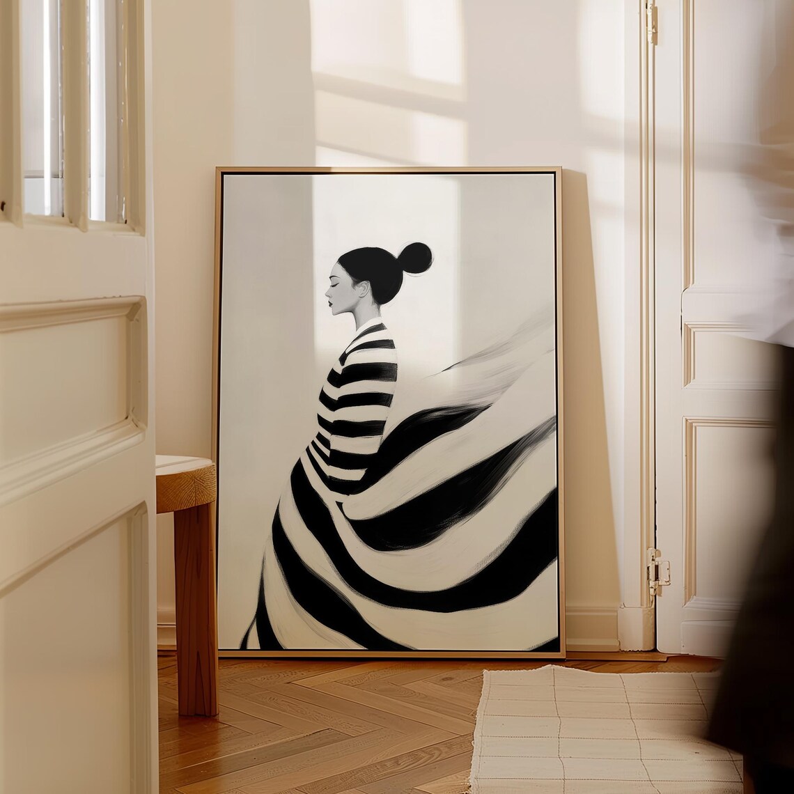 Minimalist Black and White Woman Portrait Art Print - Image 3