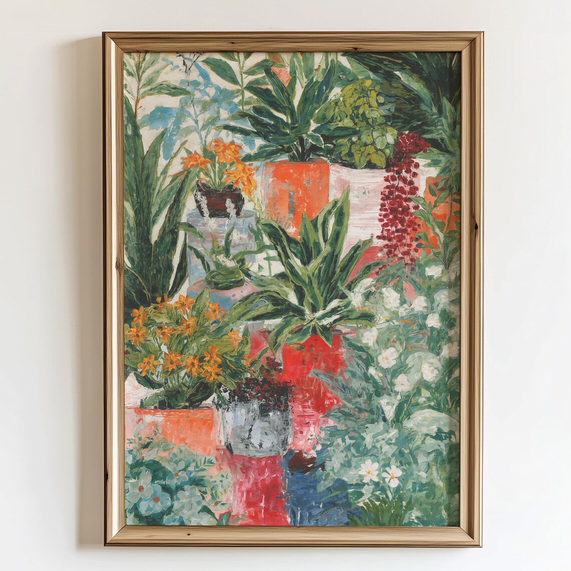 Colorful Potted Plants Botanical Garden Still Life Painting Art Poster