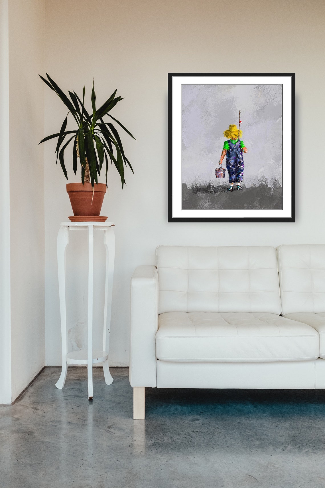 Boy In Overalls Going Fishing With Bucket Impressionist Poster - Image 5