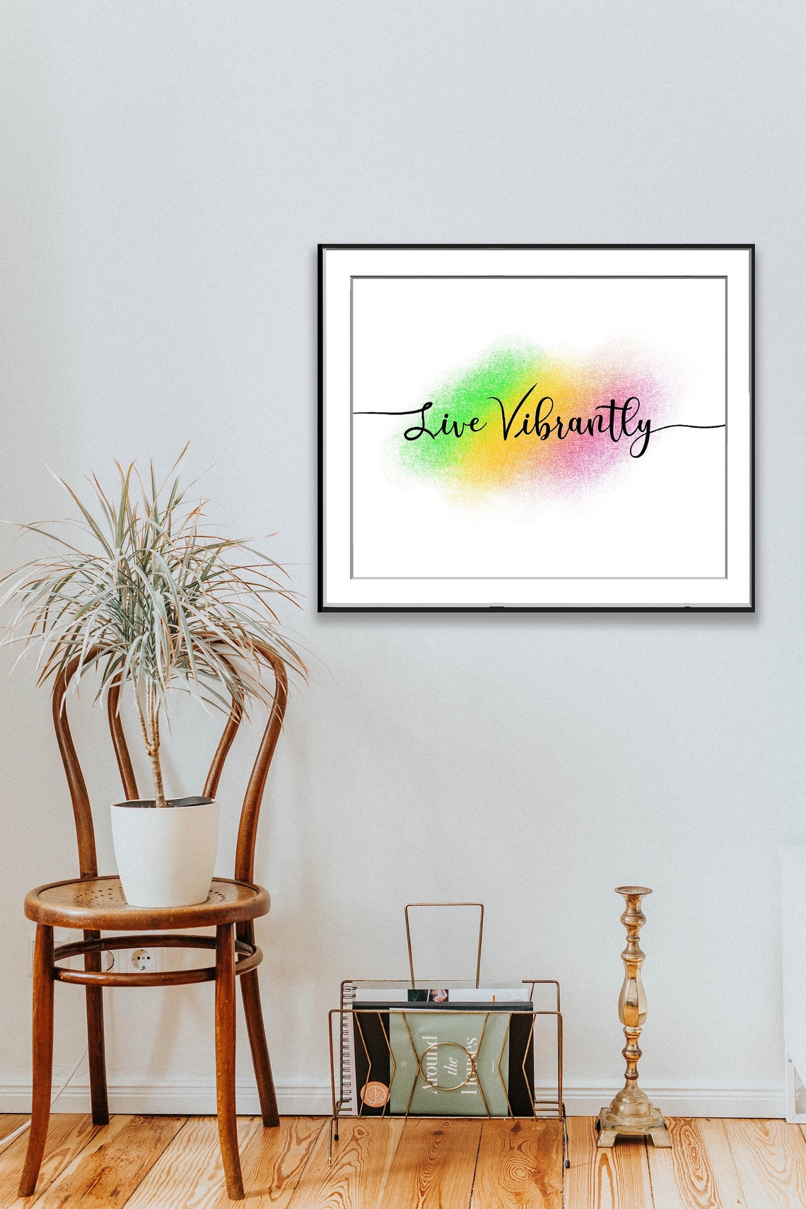 Live Vibrantly Watercolor Script Inspirational Word Art Poster - Image 3