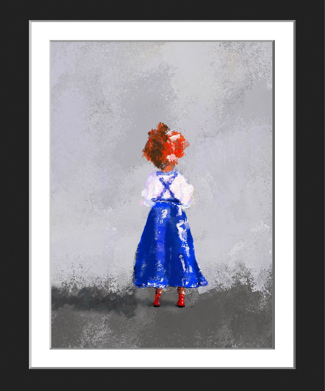 Girl In Red Boots And Blue Dress From Behind Impressionist Poster - Image 5