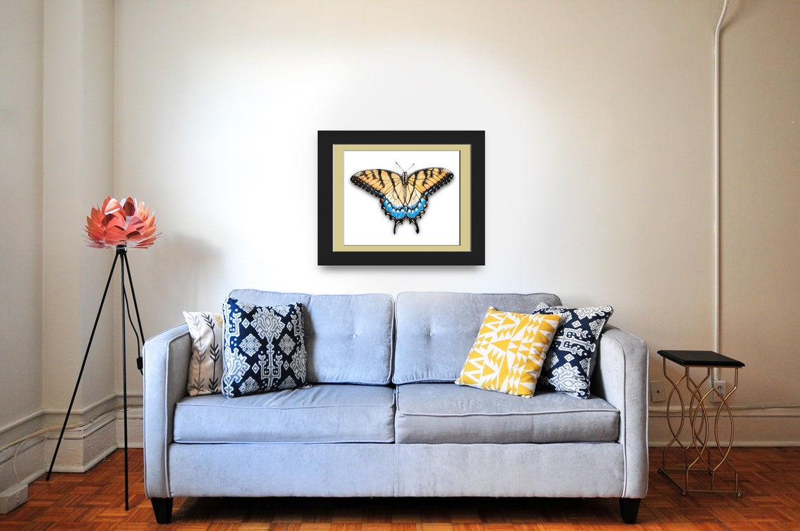 Wireframe Swallowtail Butterfly Yellow And Black On White Background Colorful Detailed Wall Art Instant - Image 4