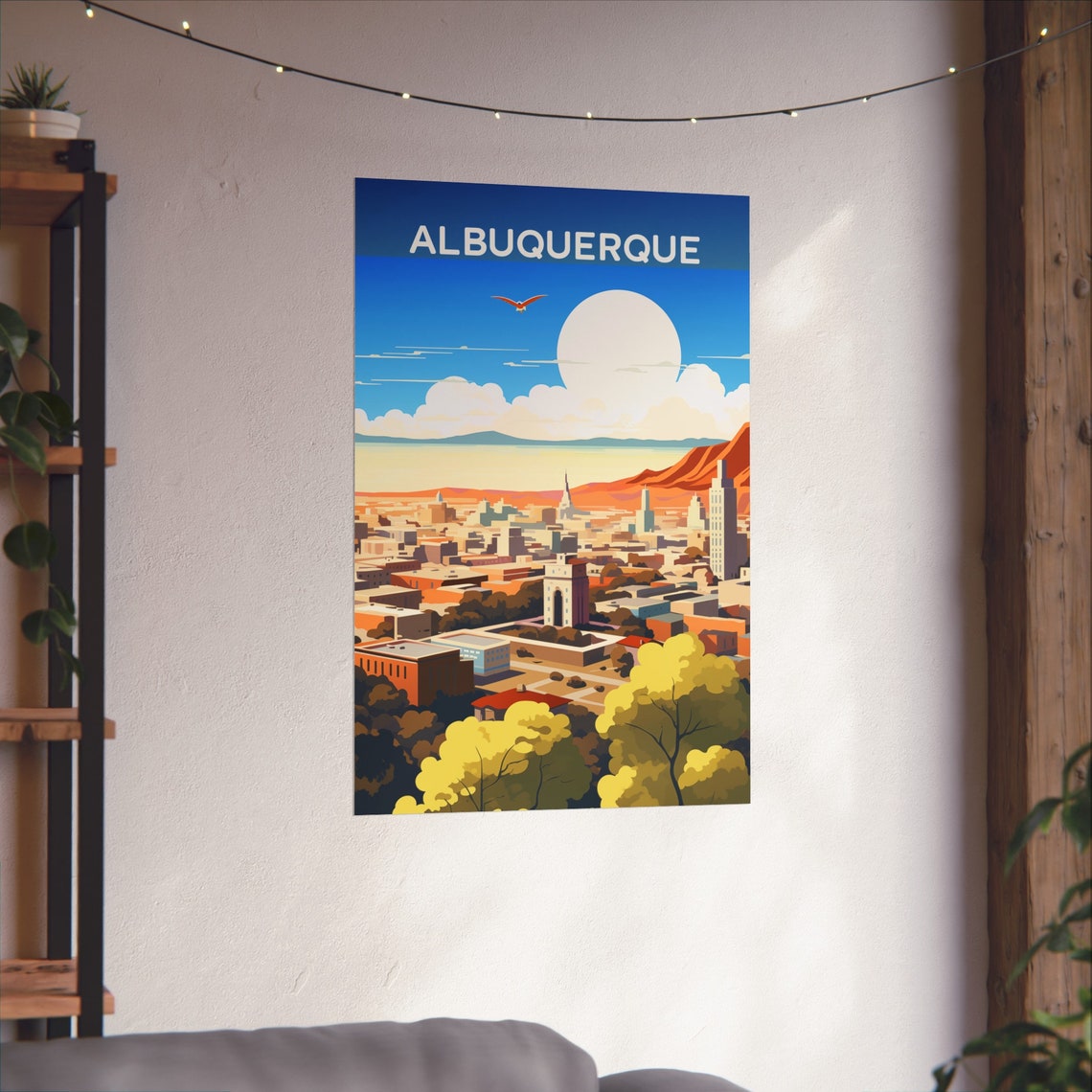 Albuquerque New Mexico City Skyline Desert Sun View Retro Poster - Image 2