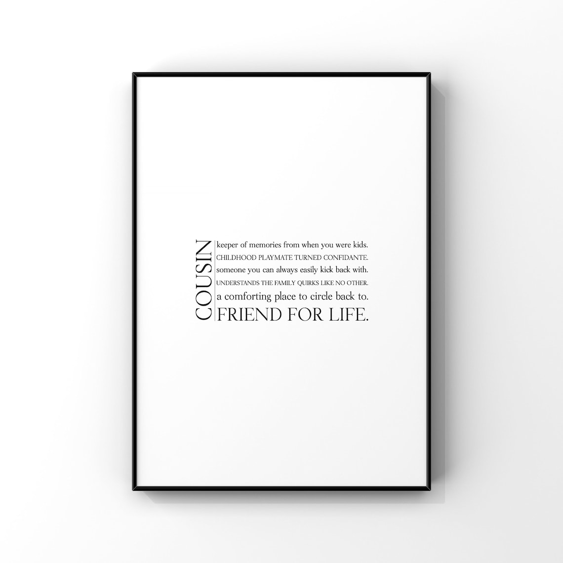 Cousin Definition Quote Print, Gift for Cousin