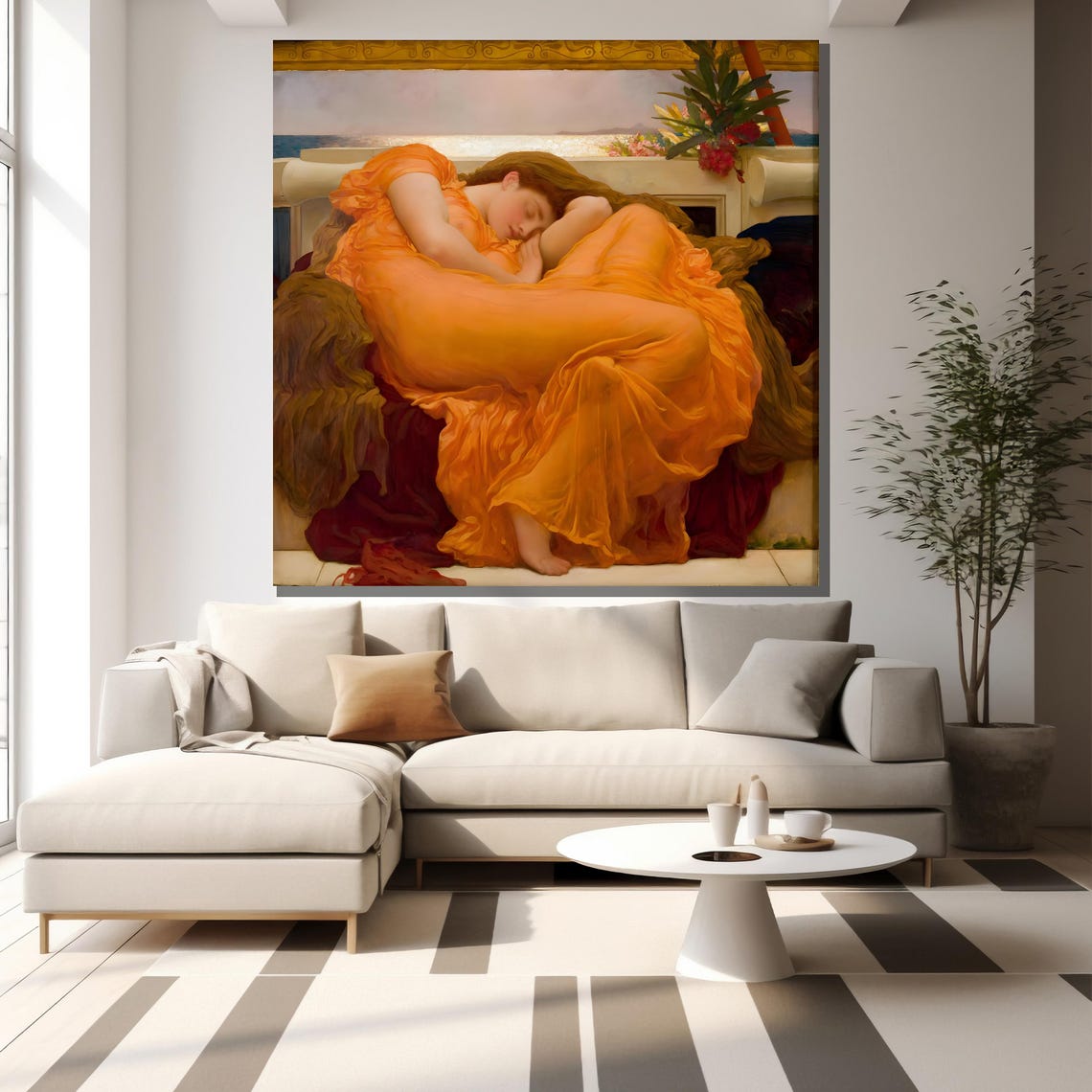 Frederic Leighton Flaming June Sleeping Woman Classic Art Print - Image 2