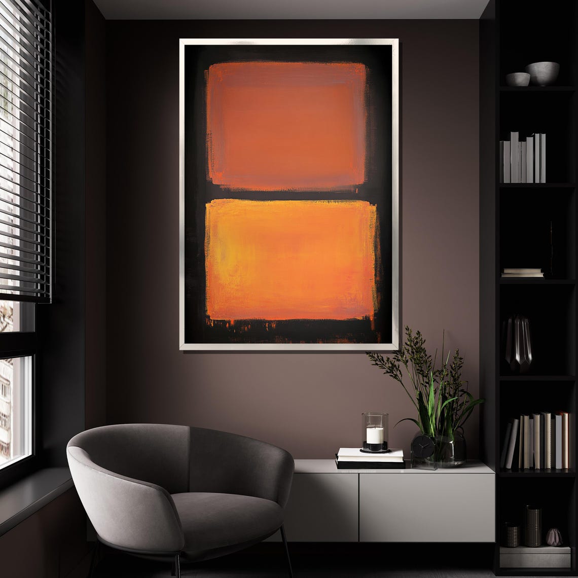 Mark Rothko Style Orange On Black Glowing Color Field Art Poster - Image 4