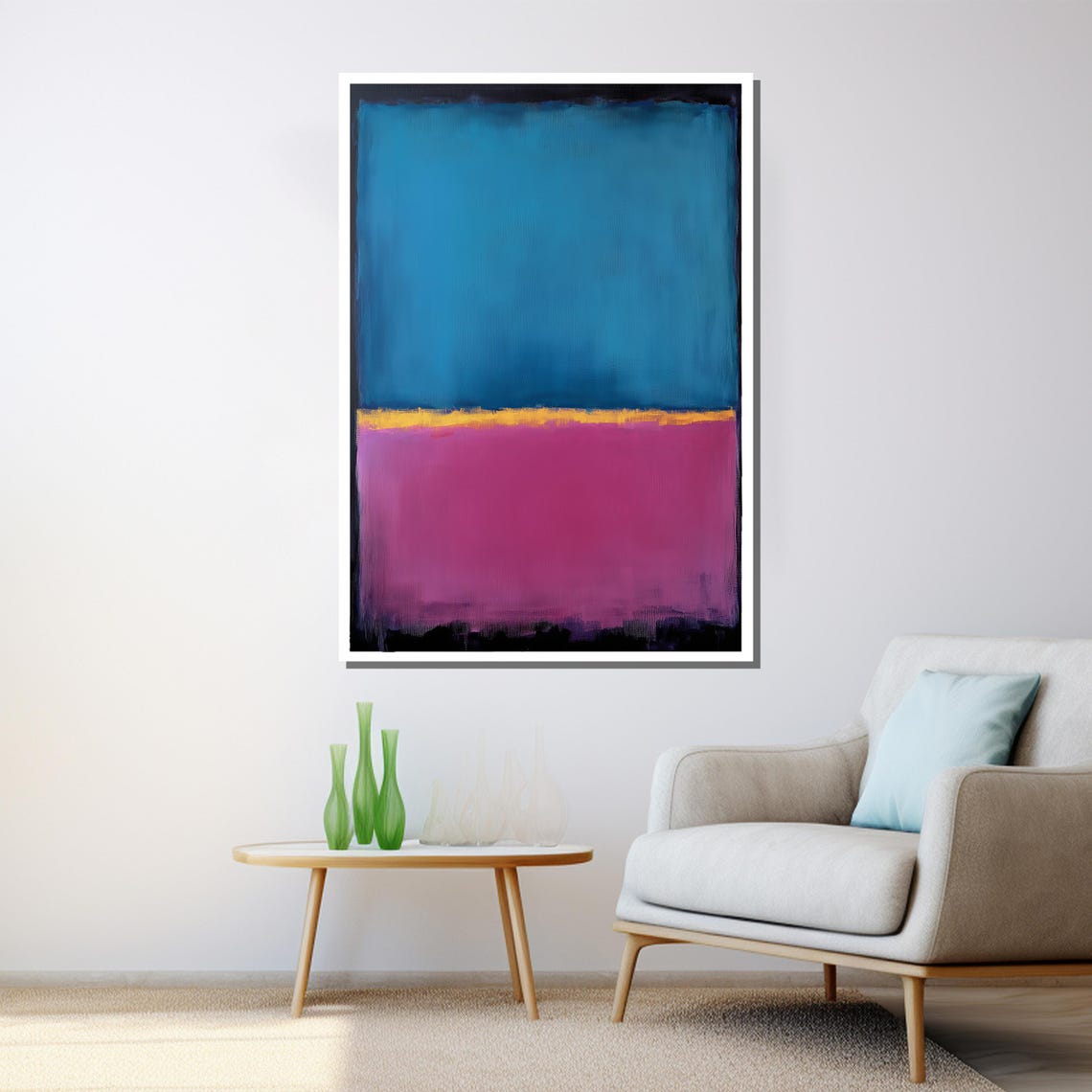 Mark Rothko Blue Pink Yellow Vivid Color Field Abstract Print - Image 3