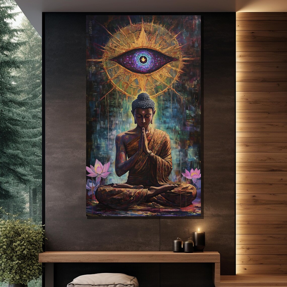 Mystical Buddha Third Eye Spiritual Wall Art - Image 2